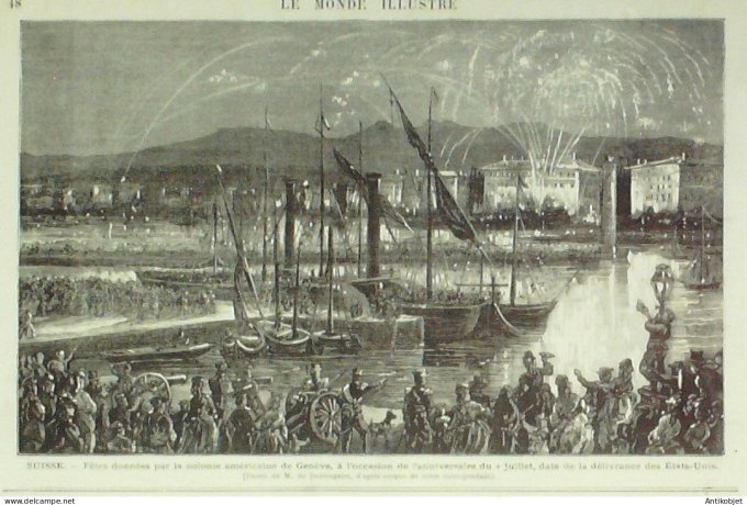 Le Monde illustré 1872 n°797 Strasbourg (67) Kheil Suisse Genève Algérie Souf Lyon (69)