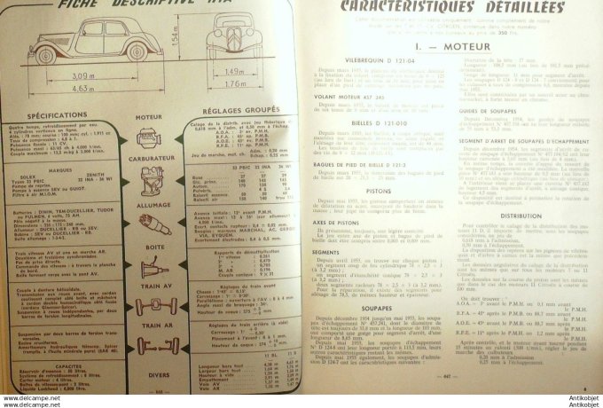 R.T Automobile Citroën 11D Simca Vedette Abeille et Comète 127 # 1956