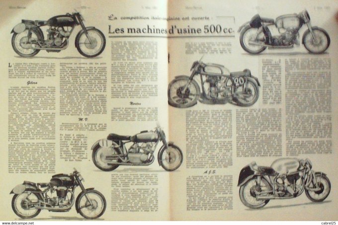 Moto Revue 1951 n° 1031 BMW de course machines 500 ADS Norton Gilera M V Racers 500