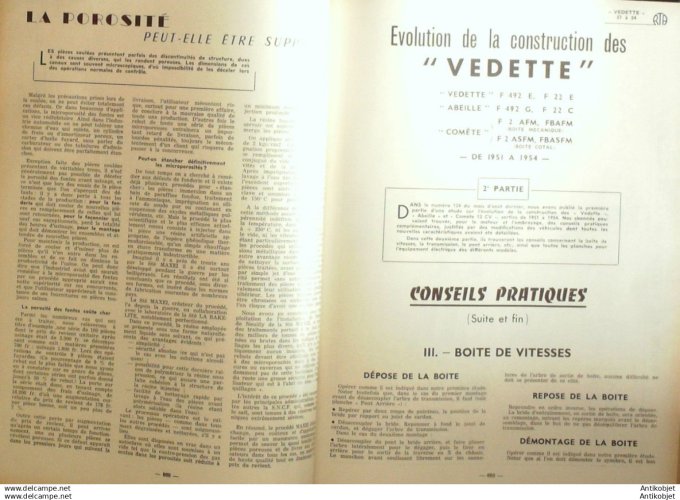 R.T Automobile Citroën 11D Simca Vedette Abeille et Comète 127 # 1956
