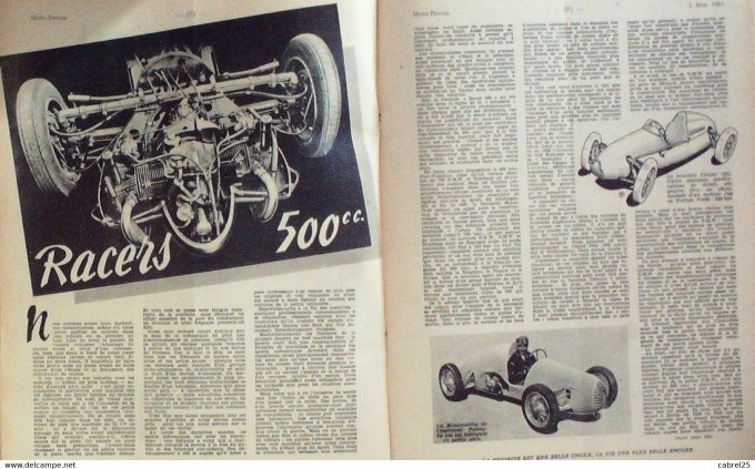 Moto Revue 1951 n° 1031 BMW de course machines 500 ADS Norton Gilera M V Racers 500