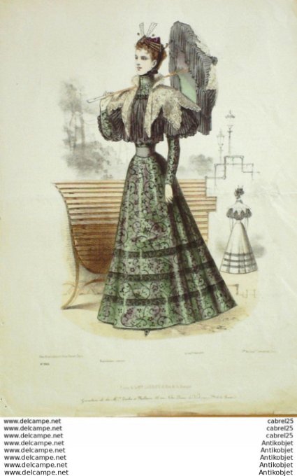 Gravure Mode Le Coquet 1893 # 15 (Old Fashion plate)