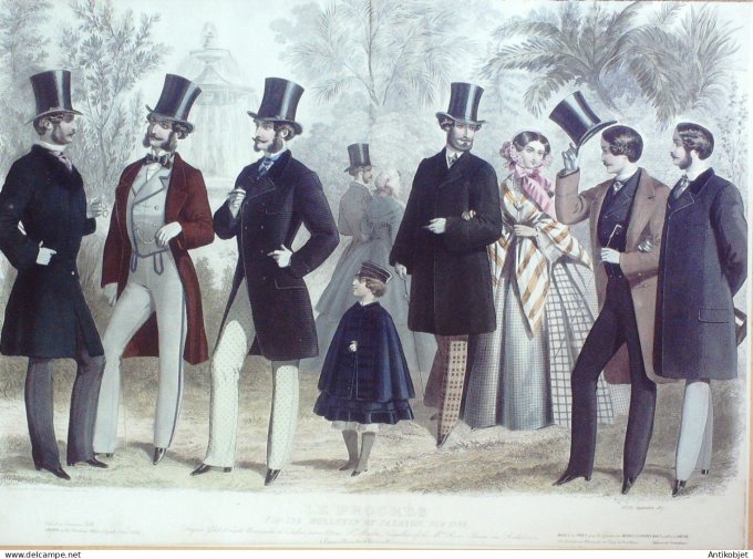Gravure Mode Le Progres 1857- 9 (Old Fashion plate) Rare