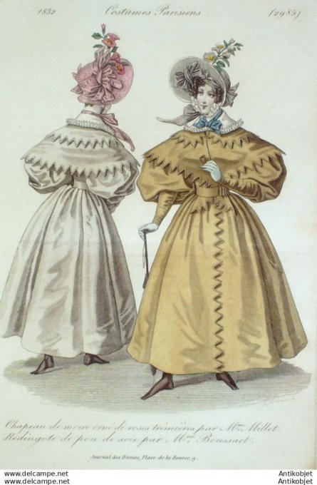 Gravure Mode Costume Parisien 1832 # 2985 (eau forte old Fashion plate