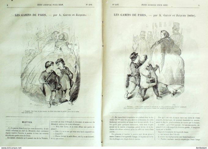 Petit journal pour Rire 1862 # 402 Les gamins de Paris Jacquier