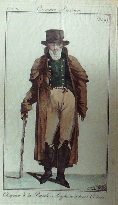 Gravure Mode Costume Parisien 1802 an 10 # 359 (eau forte old Fashion plate