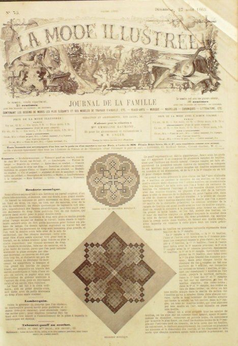 Journal Mode illustrée 1865 # 35 Broderie mosaïque