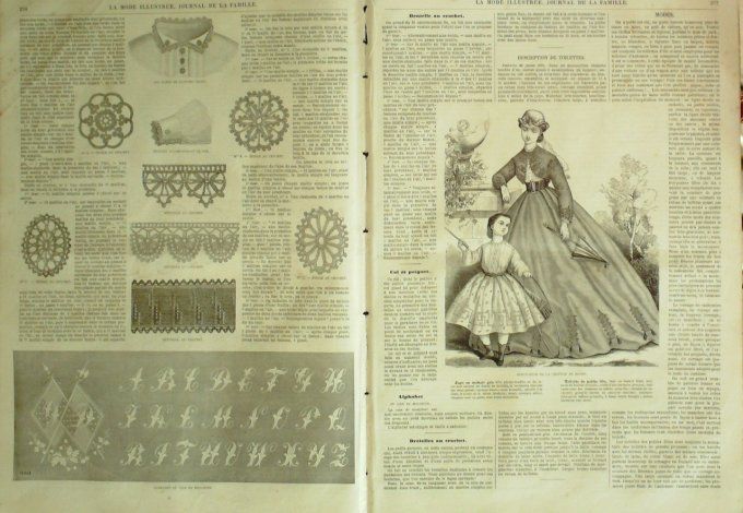 Journal Mode illustrée 1865 # 35 Broderie mosaïque
