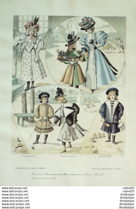 Gravure Mode Le Moniteur 1896 # 13 (Old Fashion plate)