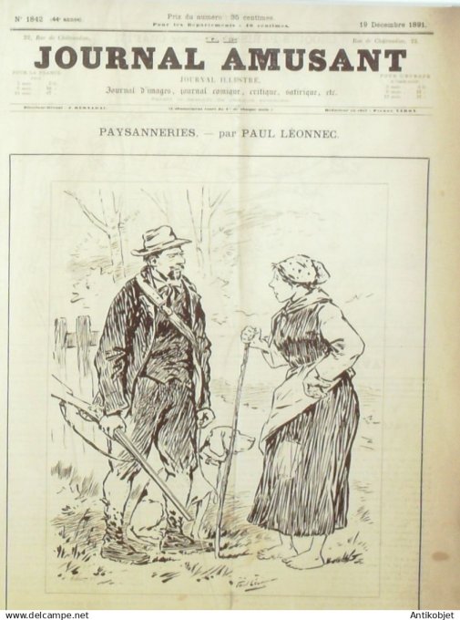 Le Journal Amusant 1891 n°1842 Paysanneries m énagère apprivois ée par Shakespeare  on re¨à§oit ses 