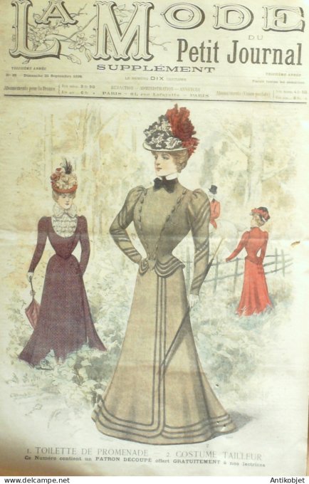 La Mode du Petit journal 1898 n° 39 Toilettes Costumes Passementerie