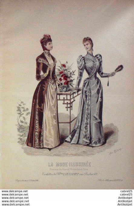 Gravure de mode La Mode illustrée 1891 n°38 (Maison Coussinet)