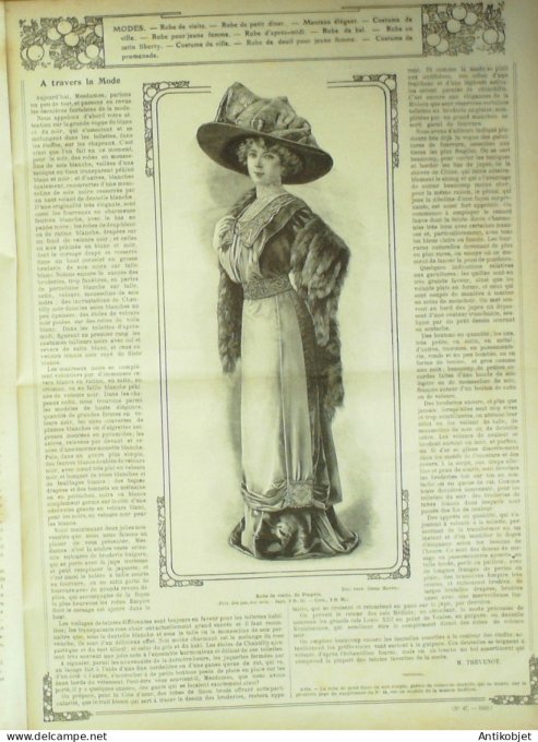 La Mode illustrée journal 1910 n° 48 Toilettes Costumes Passementerie