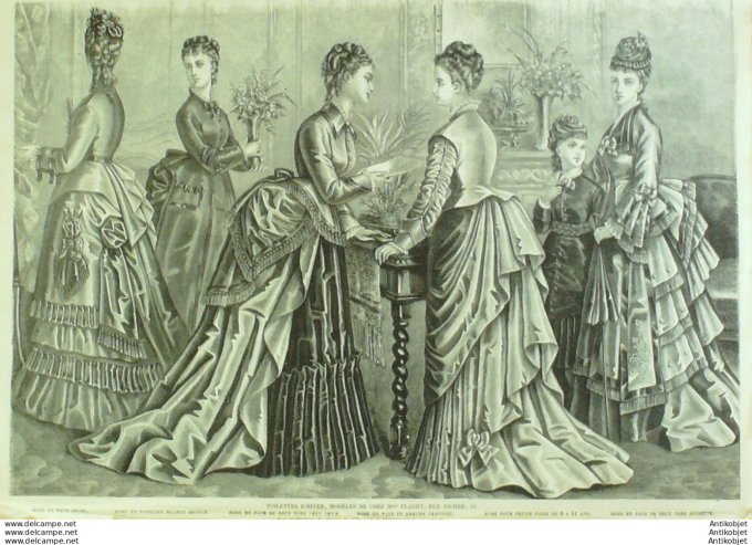 Gravure de mode La Mode illustrée 1872 (Maison Fladry)