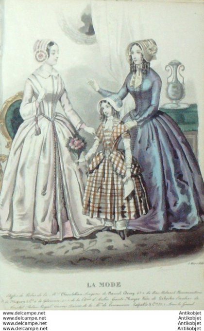 Gravure La mode 1846 #  6 (aquarelle old Fashion plate)