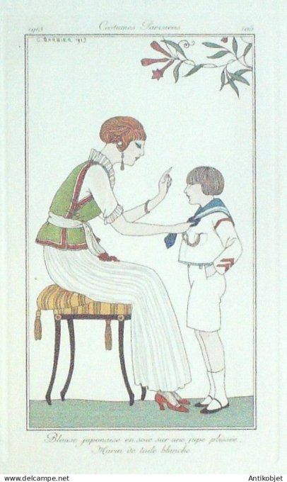 Barbier George Pochoir Mode Art Deco n° 105-1913 Journal des Dames