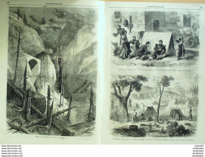 Le Monde illustré 1859 n°121 Toulon (83) Villeuve L'etang (78) Finstermunz Fort Londres Lodging Hous