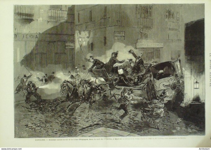 Le Monde illustré 1872 n°798 Lyon (69) Procès Cremeret de Serres Espagne Madrid attentat au Roi Tolè