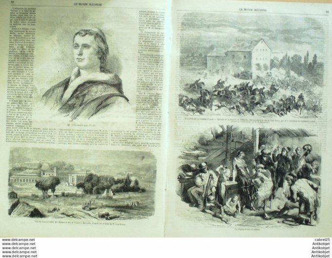Le Monde illustré 1859 n°121 Toulon (83) Villeuve L'etang (78) Finstermunz Fort Londres Lodging Hous