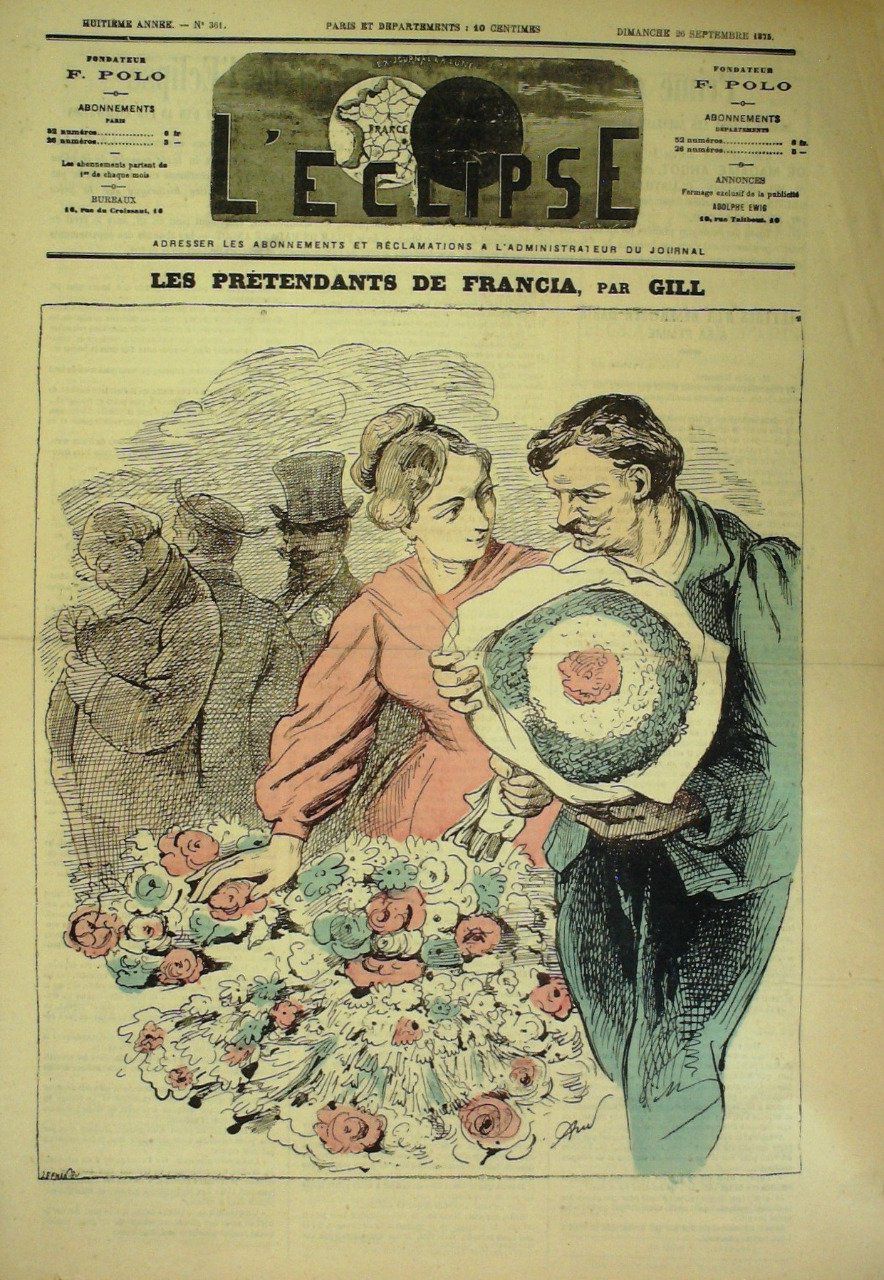 L'Eclipse 1875 n°361 LES PRETENDANTS de FRANCIA André GILL