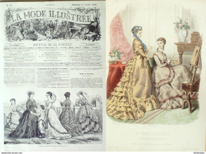 La Mode illustrée journal + gravure associée 1868 # 41