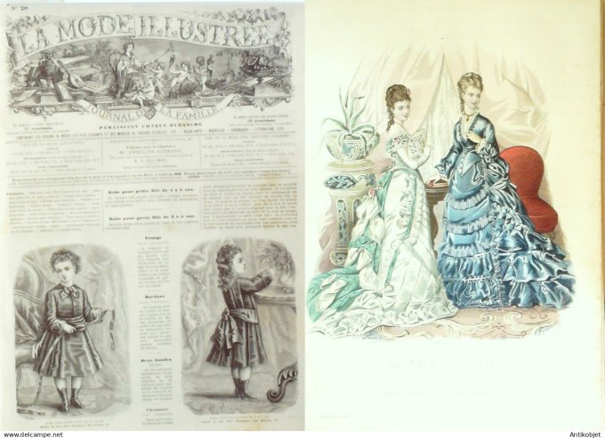 La Mode illustrée journal + gravure associée 1875 # 20