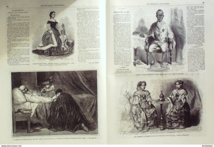 Le journal illustré 1866 n°110 Siam Femmes du Roi Argentan (61) Grece Nea Kammeni