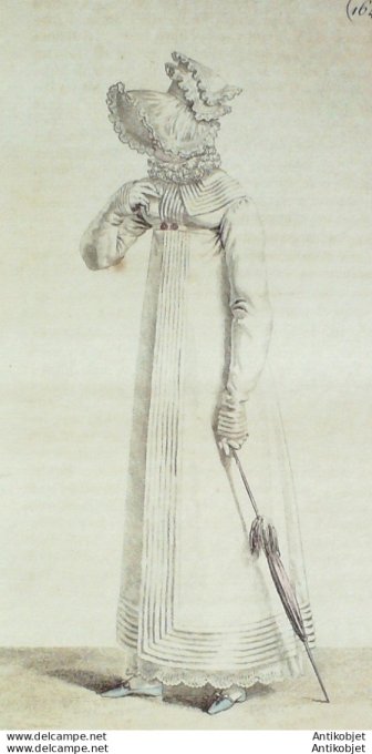 Gravure de mode Costume Parisien 1817 n°1648 Capote et redingote de perkale