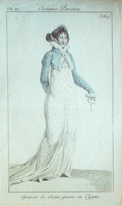 Gravure Mode Costume Parisien 1802 an 10 # 362 (eau forte old Fashion plate