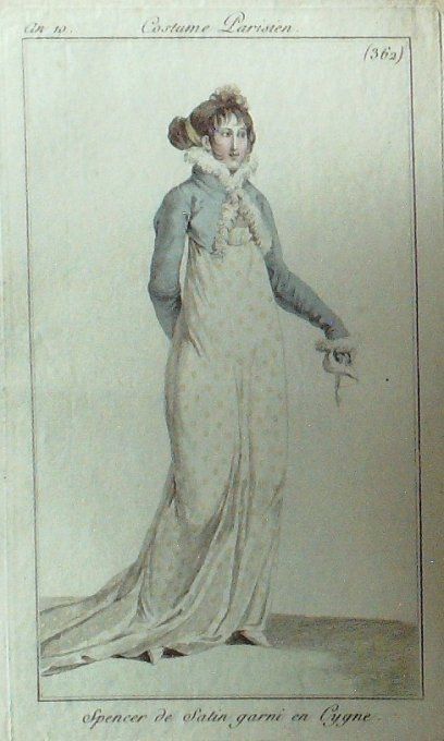 Gravure Mode Costume Parisien 1802 an 10 # 362 (eau forte old Fashion plate