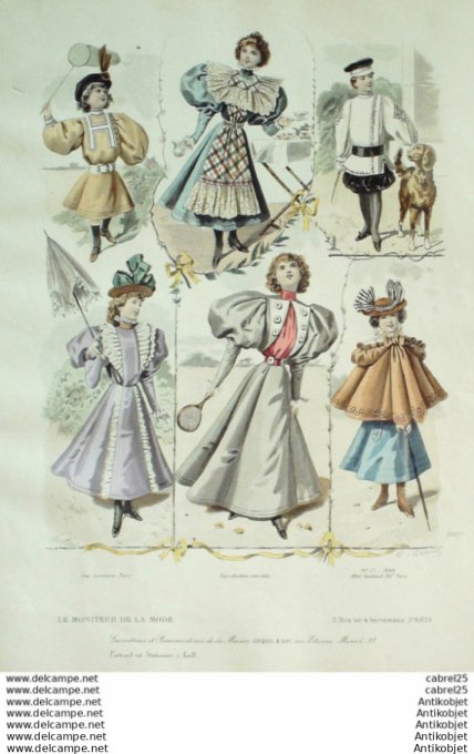 Gravure Mode Le Moniteur 1896 # 17 (Old Fashion plate)