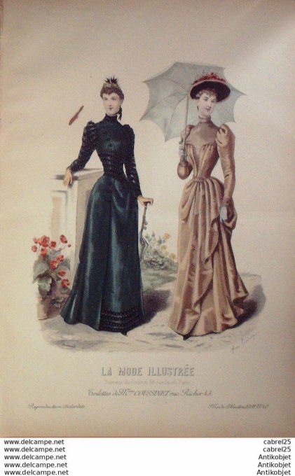 Gravure de mode La Mode illustrée 1891 n°40 (Maison Coussinet)