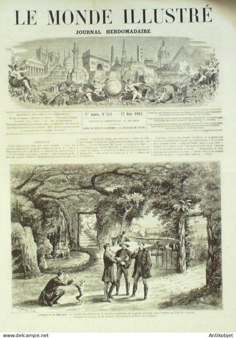 Le Monde illustré 1863 n°324 Mexique Puebla Atoyac Fontainebleau (77)