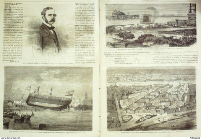 Le Monde illustré 1863 n°347 Japon Kagosima Danemark Roi Toulon(83) Italie Piacenza Nantes(44)