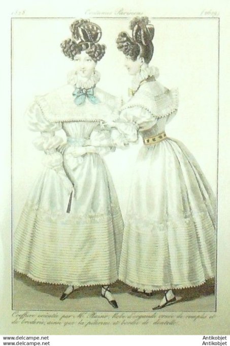 Gravure Mode Costume Parisien 1828 # 2629 (eau forte old Fashion plate