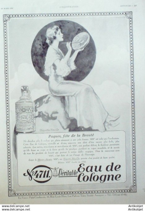 Publicite Cosmetique Eau de Cologne P¢ques fete de la beaute 1931