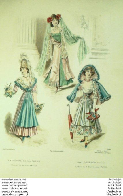 Gravure Mode La Gazette 1897 # 51 (Old Fashion plate)