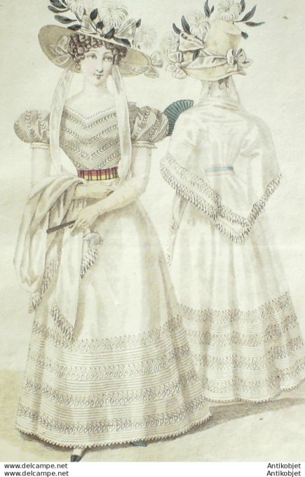 Costume Parisien 1826 # 2428 Robes de Jaconnat schalls de Barèges