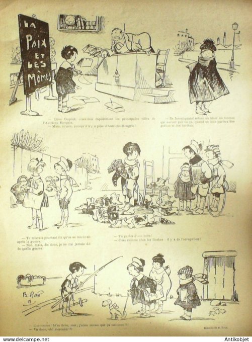 Le Rire Rouge 1918-12-28 # 215 Journal humoristique Ed.Originale Paix des momes