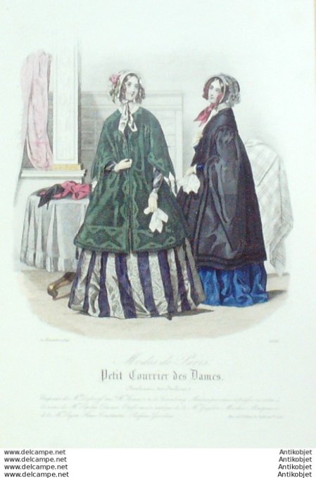 Gravure Mode Courrier des Dames 1846 # 2226 (eau forte old Fashion plate)