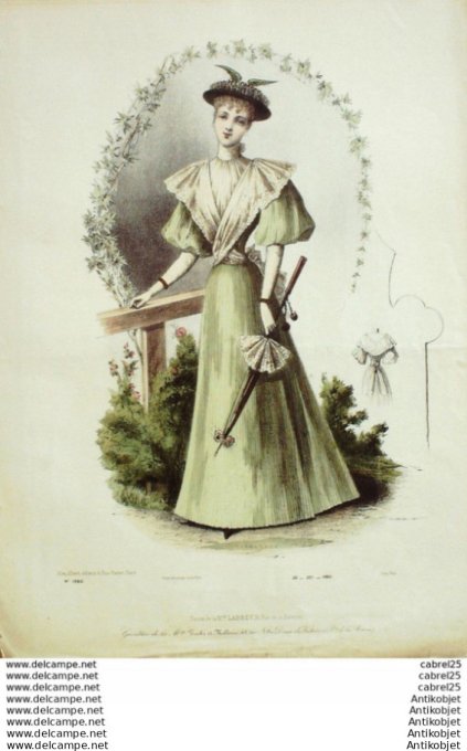 Gravure Mode Le Coquet 1893 # 20 (Old Fashion plate) Maritime