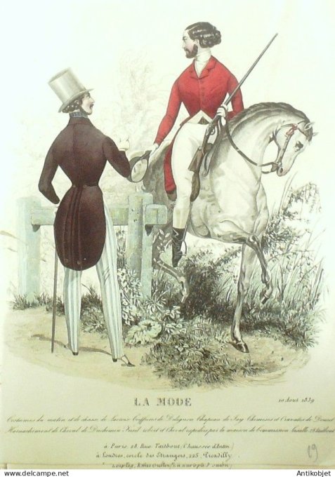 Gravure La mode 1839 # 29 (aquarelle old Fashion plate)
