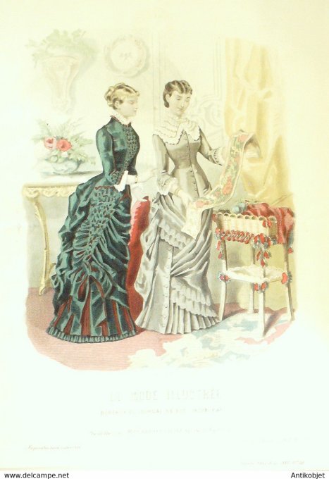 Gravure de mode La Mode illustrée 1881 n°39 (Maison Bréant-Castel)