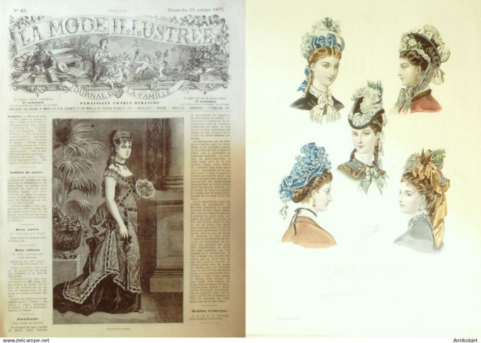 La Mode illustrée journal + gravure associée 1875 # 43