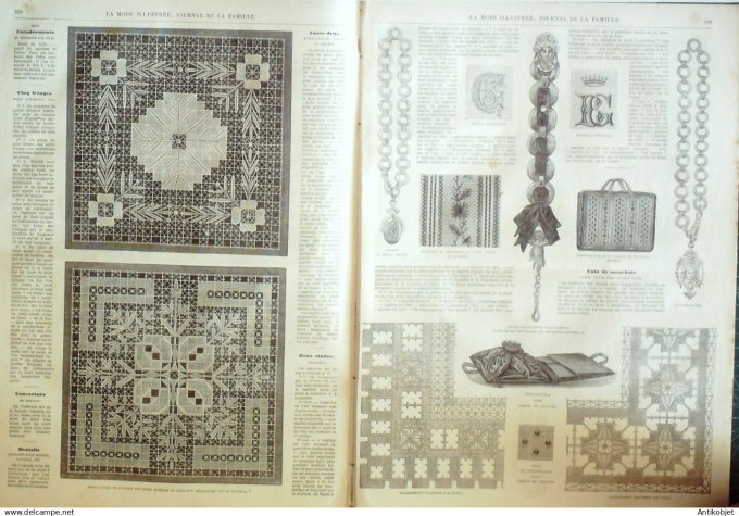 La Mode illustrée journal + gravure associée 1875 # 43