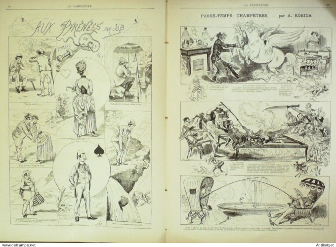 La Caricature 1885 #294 Pyrénées Job Trock Passe-temps champêtres Robida Faria