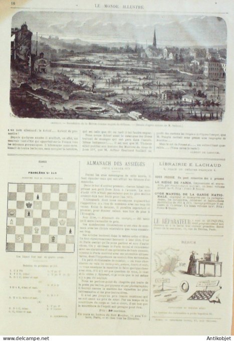 Le Monde illustré 1870 n°717 Plateau d'Avron Rosny (93) Gentilly (94) Versailes (78)