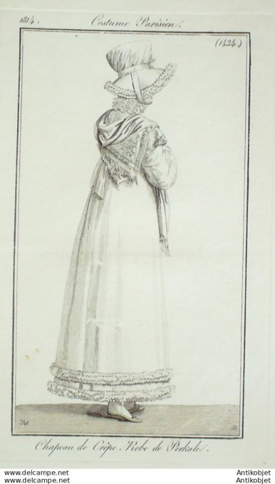 Costume Parisien 1814 # 1424b Robe perkale