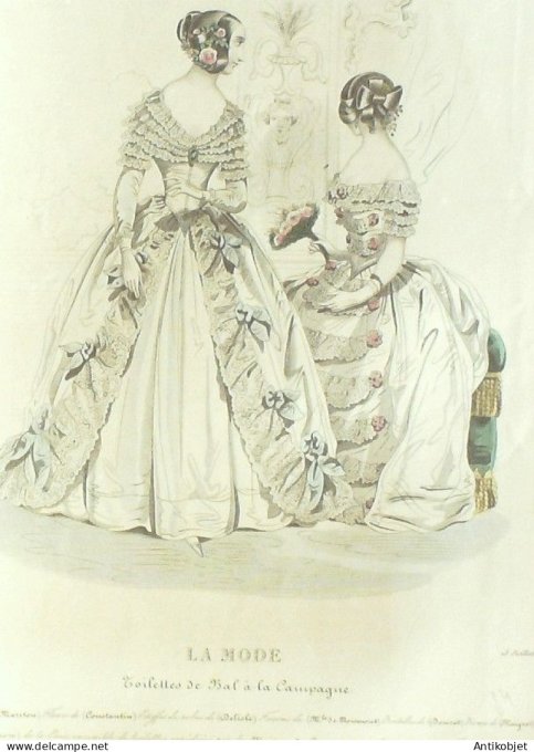 Gravure La mode 1841 # 24 (aquarelle old Fashion plate)