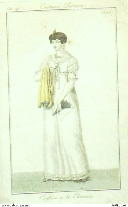 Costume Parisien 1806 an 14 # 673 (eau forte) Coiffure à  la chinoise